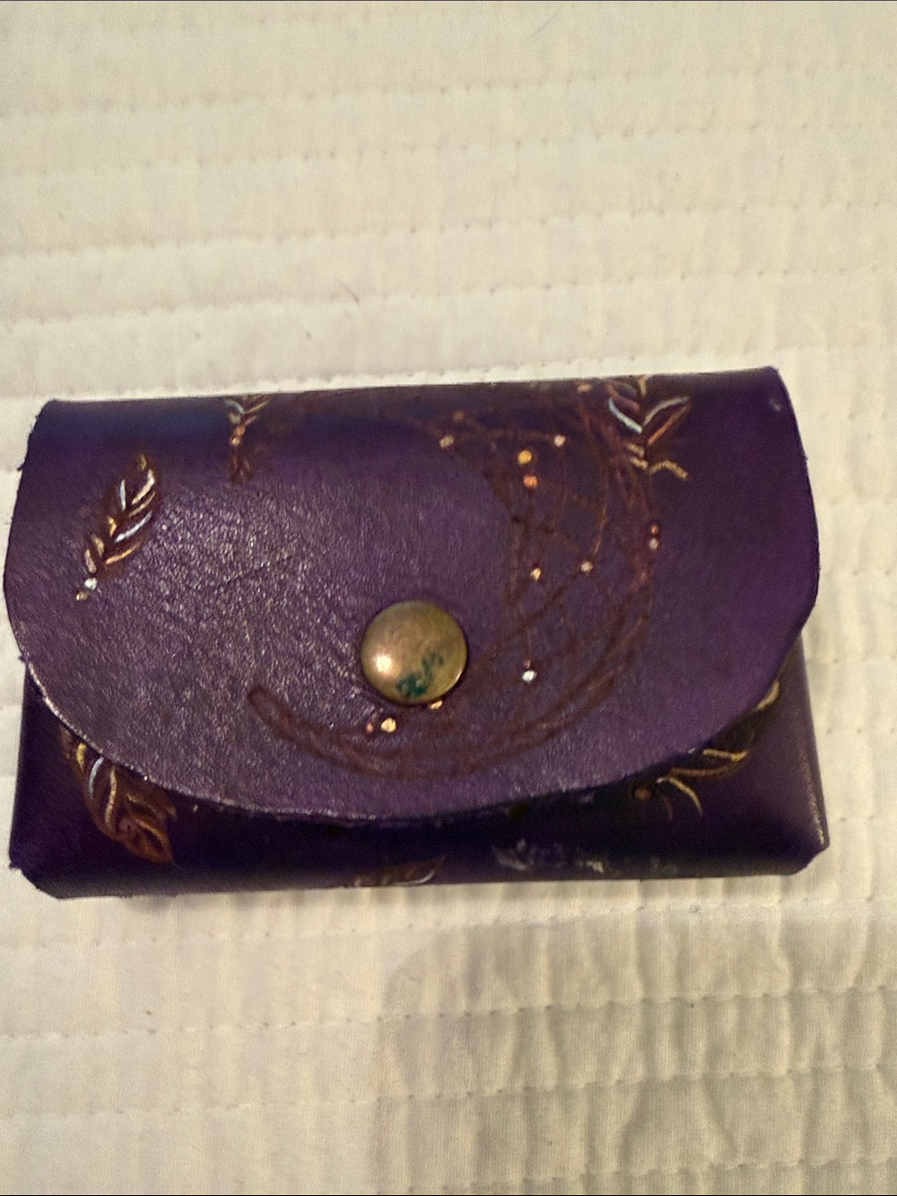 Purple Embossed Leather Snap Wallet